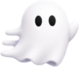Friendly Ghost Cart mascot waving